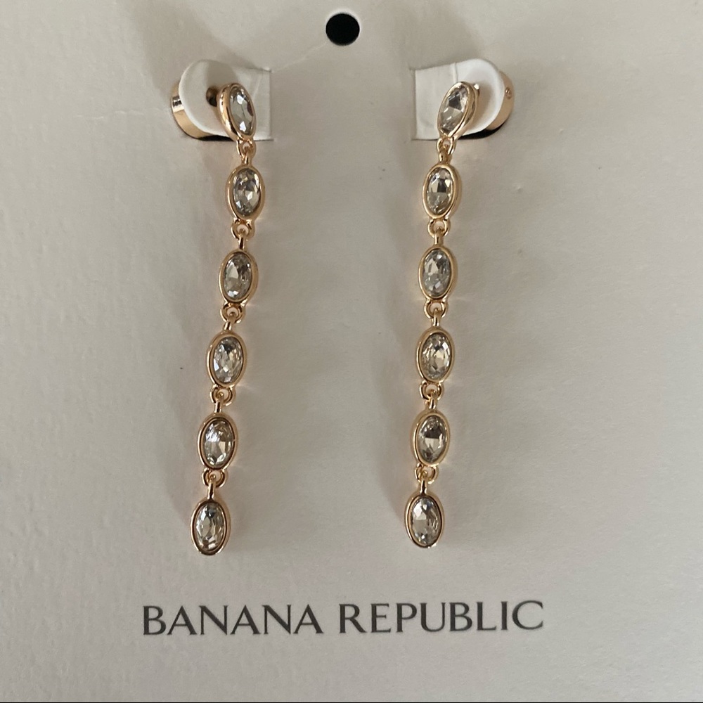 BANANA REPUBLIC Stone Linear Crystal Earrings NWOT